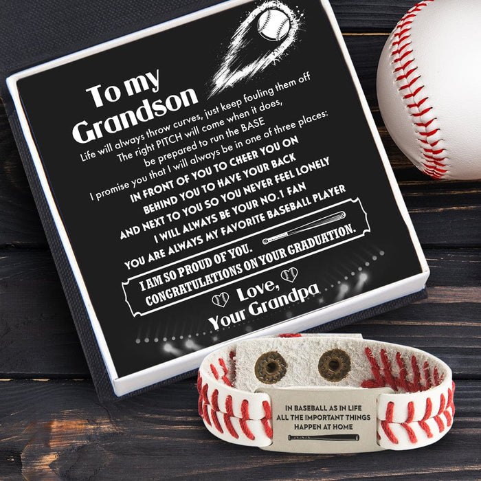 Baseball Bracelet - Baseball - To My Grandson - From Grandpa - I Am So Proud Of You - Gbzj22005