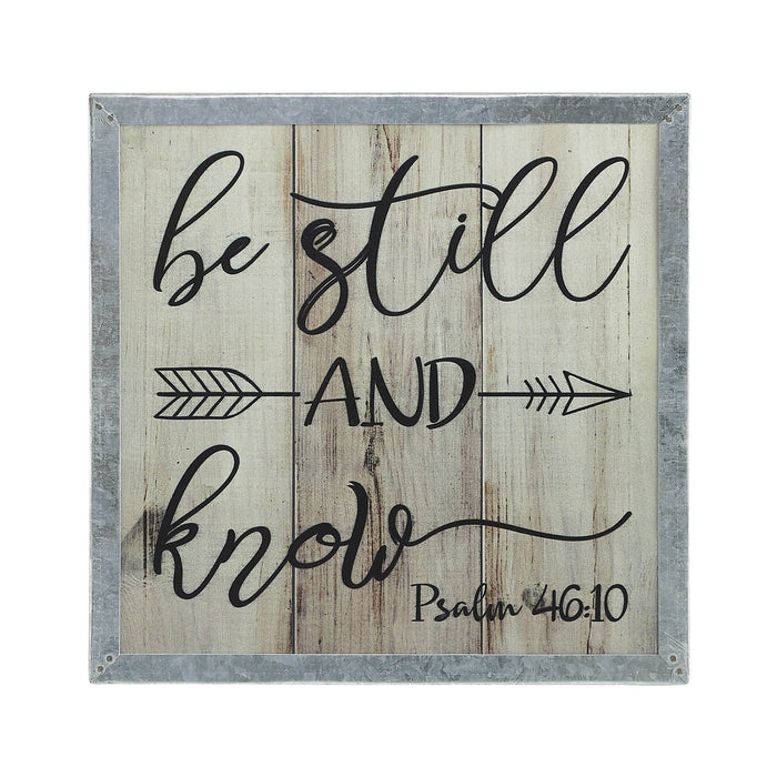"Be Still and Know" Wood Sign 10x10" - Primitive Star Quilt Shop