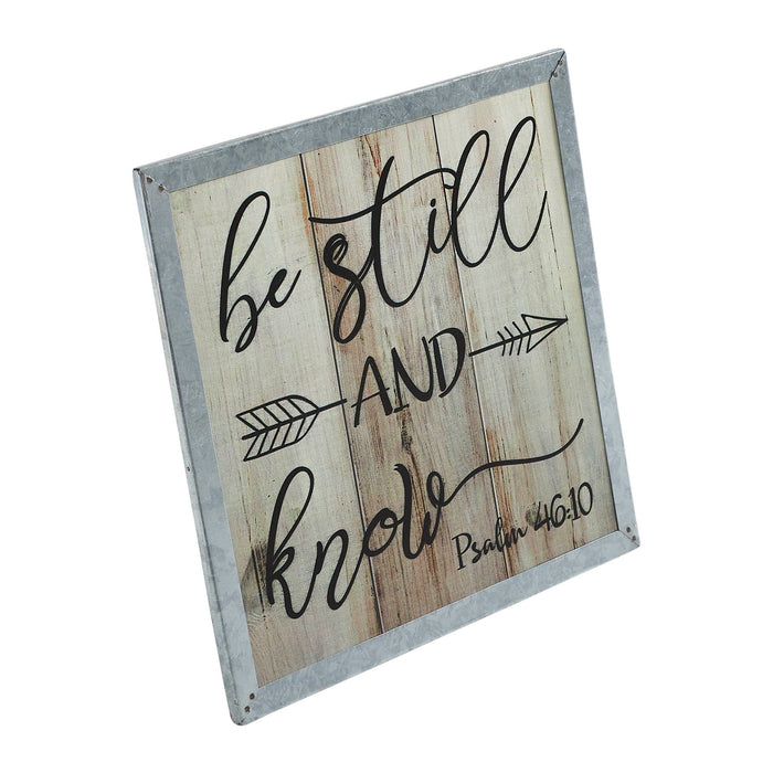 "Be Still and Know" Wood Sign 10x10" - Primitive Star Quilt Shop