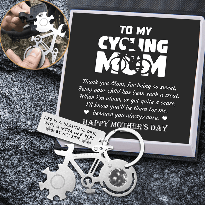 Bike Multitool Repair Keychain - Cycling - To My Mom - Life Is A Beautiful Ride With A Mom Like You By My Side - Gkzn19002