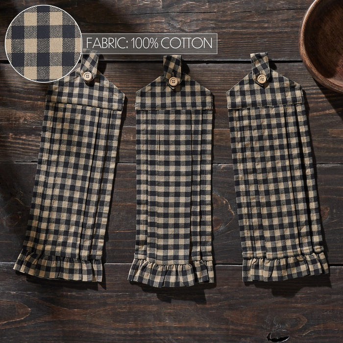 Black Check Button Loop Tea Towels - Set of 3 - Primitive Star Quilt Shop