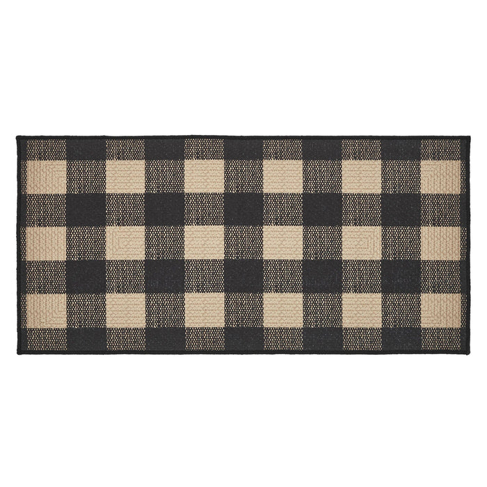 Black Check Indoor/Outdoor Rectangle Rug 17x36" - Primitive Star Quilt Shop