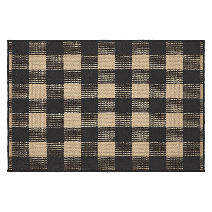 Black Check Indoor/Outdoor Rectangle Rug 24x36" - Primitive Star Quilt Shop