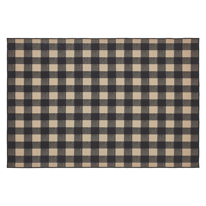Black Check Indoor/Outdoor Rectangle Rug 4x6' - Primitive Star Quilt Shop