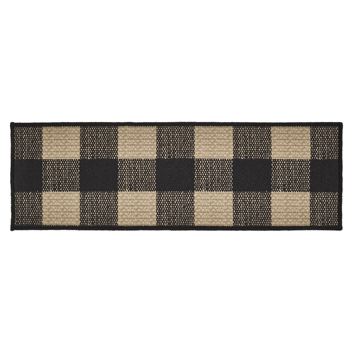Black Check Indoor/Outdoor Rectangle Stair Tread Latex Backed 8.5x27" - Primitive Star Quilt Shop
