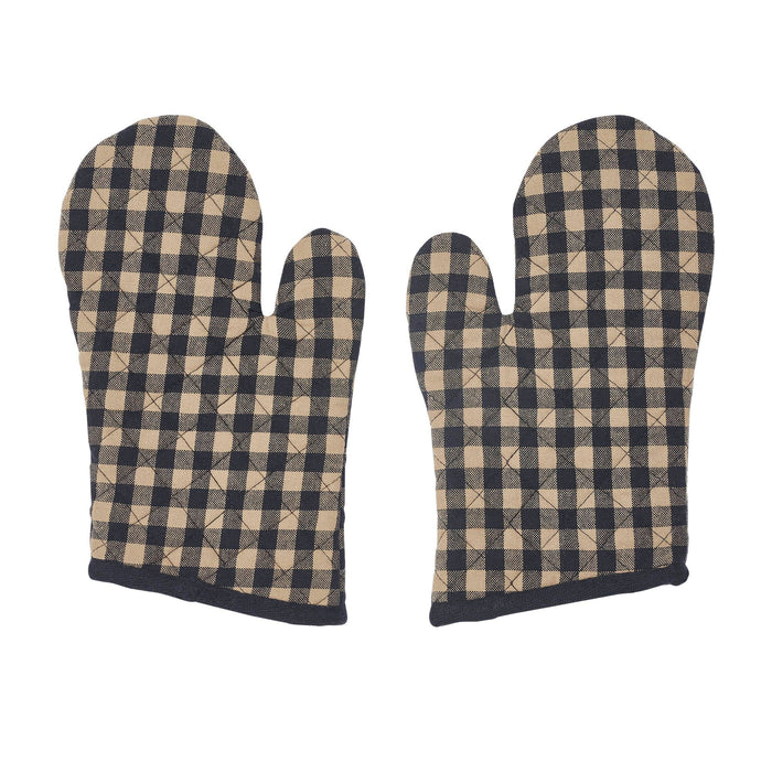 Black Check Oven Mitt - Set of 2 - Primitive Star Quilt Shop