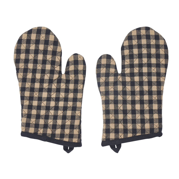 Black Check Oven Mitt - Set of 2 - Primitive Star Quilt Shop