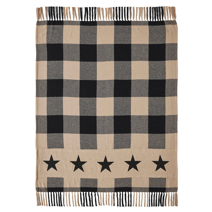 Black Check Star Woven Throw - Primitive Star Quilt Shop