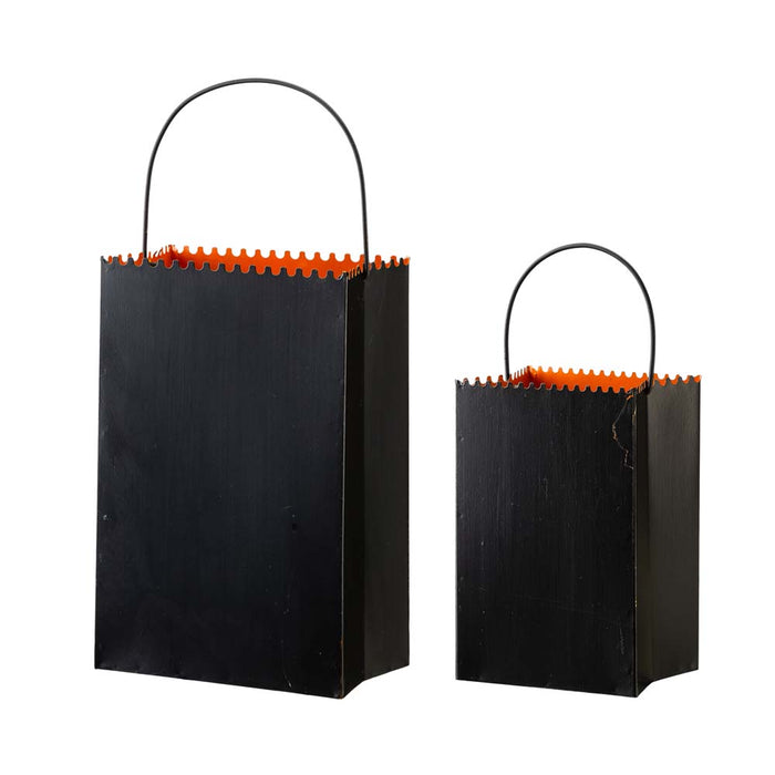 Black Halloween Metal Cutout "TRICK OR TREAT" Bucket, Set of 2