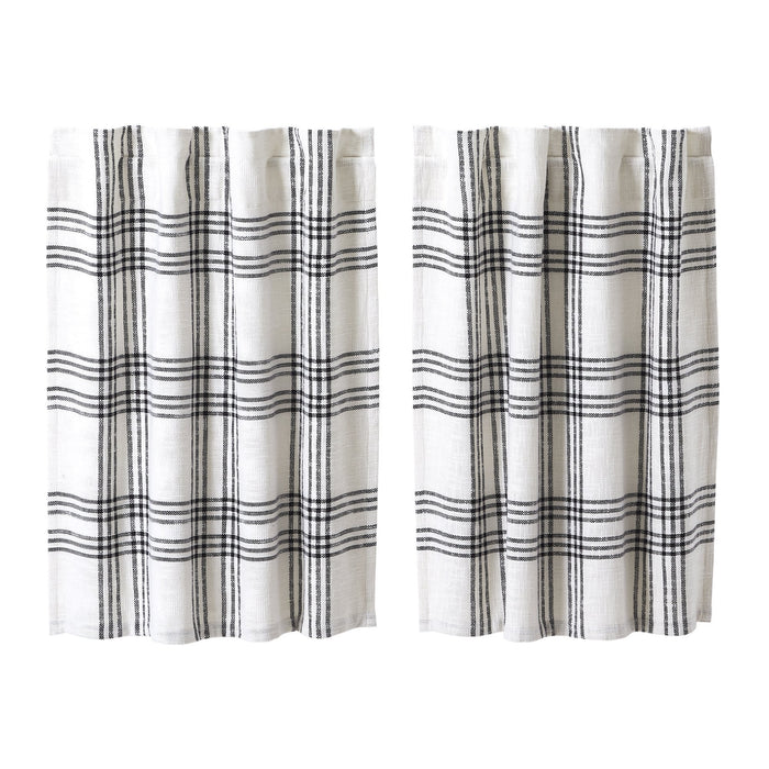 Black Plaid Lined Tier Curtains 36" - Primitive Star Quilt Shop