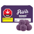 Front-facing purple box and sugar-coated gummies shown together for Blackberry Lemonade CBD:CBN:THC Gummies.