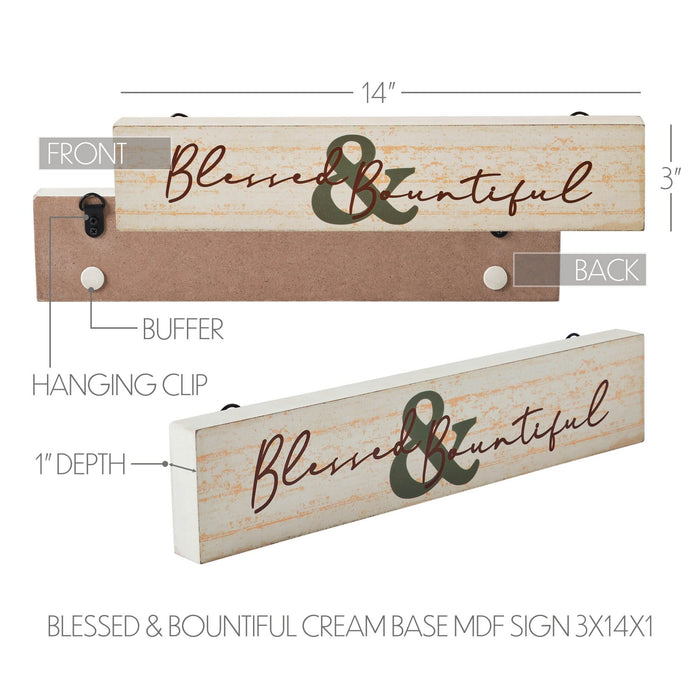Blessed and Bountiful Sign - 3x14" - Primitive Star Quilt Shop