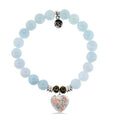 Blue Aquamarine Stone Bracelet with Renewal Heart Sterling Silver Charm