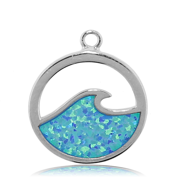 Blue Quartzite Stone Bracelet with Deep as the Ocean Sterling Silver Charm