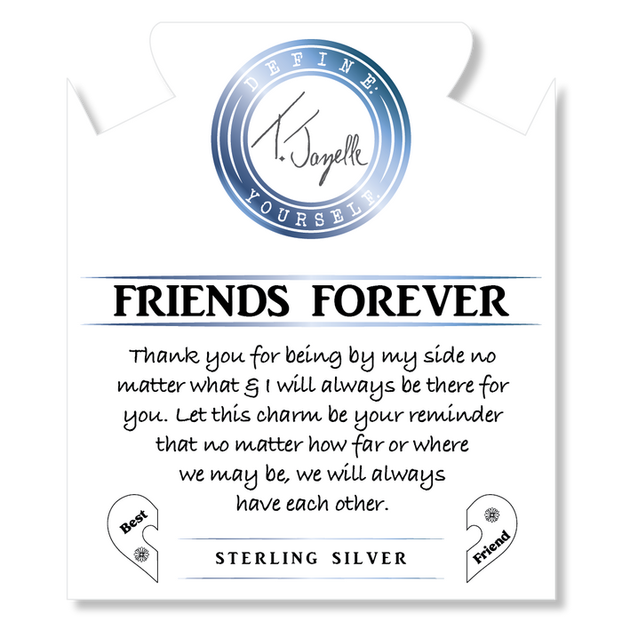 Blue Quartzite Stone Bracelet with Forever Friends Sterling Silver Charm