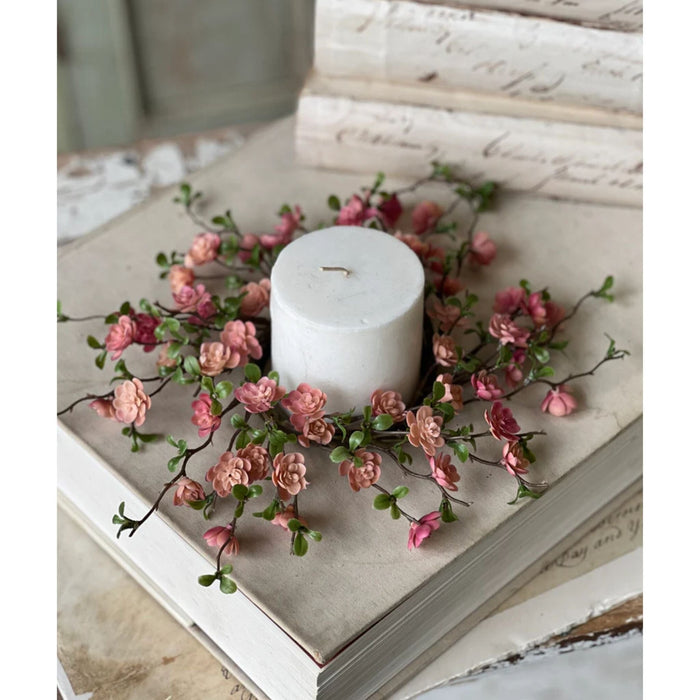 Blushing Quince Blooms Candle Ring - Primitive Star Quilt Shop