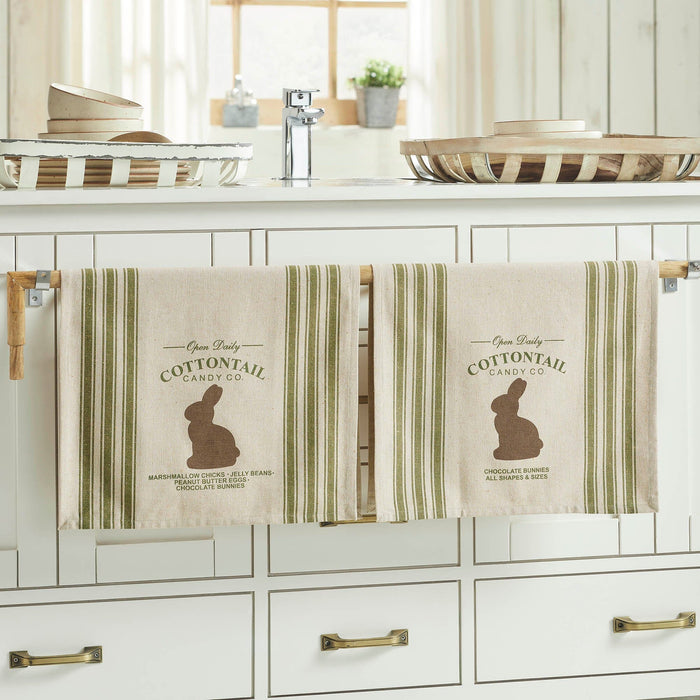 Brown Bunny "Cottontail Candy Co." Tea Towels 16x28" - Set of 2 - Primitive Star Quilt Shop