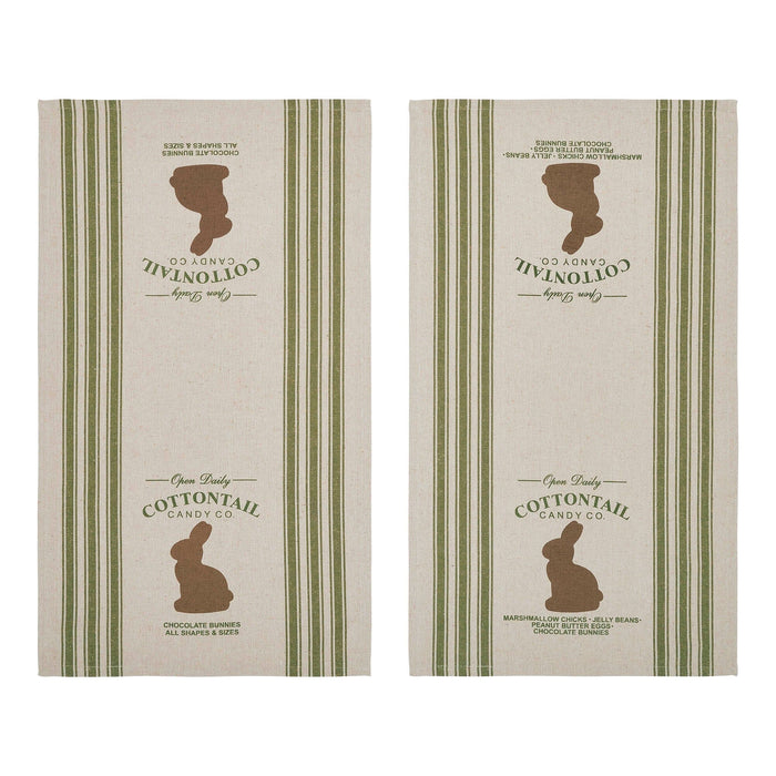 Brown Bunny "Cottontail Candy Co." Tea Towels 16x28" - Set of 2 - Primitive Star Quilt Shop
