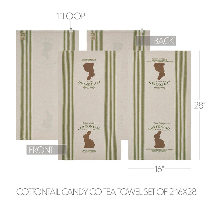 Brown Bunny "Cottontail Candy Co." Tea Towels 16x28" - Set of 2 - Primitive Star Quilt Shop