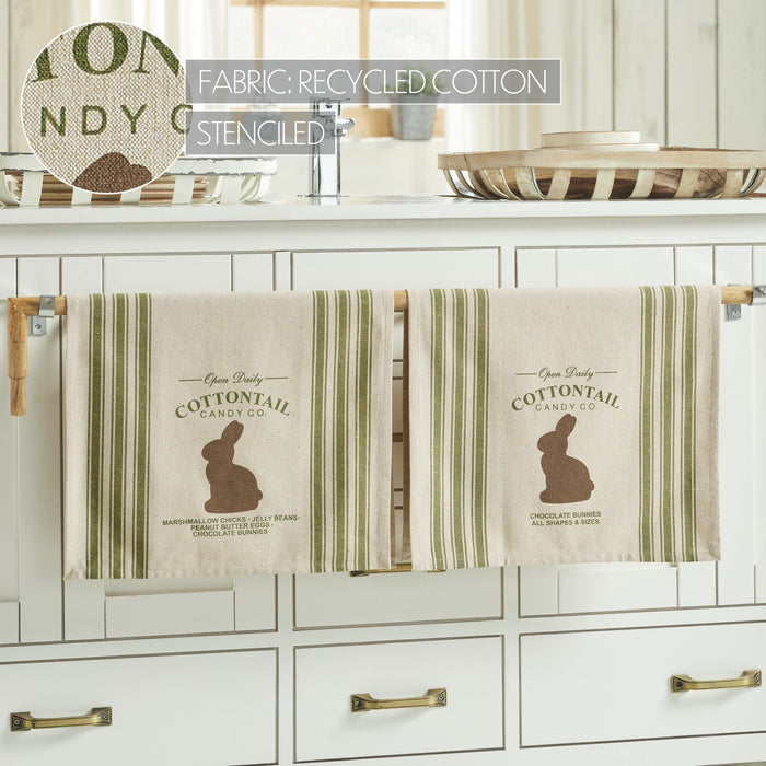 Brown Bunny "Cottontail Candy Co." Tea Towels 16x28" - Set of 2 - Primitive Star Quilt Shop