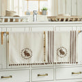 Brown Bunny in Wreath Tea Towels with Pom Pom 16x28" - Set of 2 - Primitive Star Quilt Shop