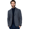 Burda sewing pattern 5955 for men’s suit with slip-on trousers and a lined jacket featuring lapels and patch pockets.