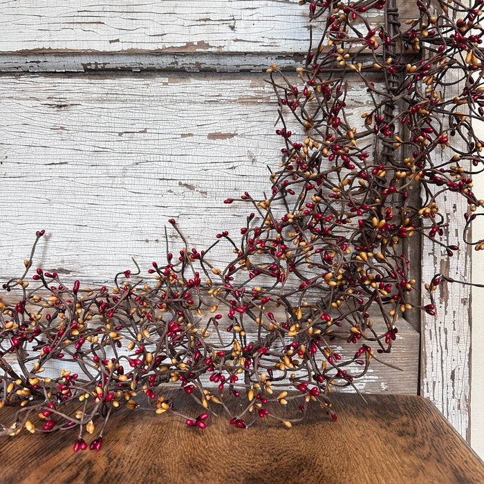 Burgundy and Gold Pip Berry Garland 4' - Primitive Star Quilt Shop