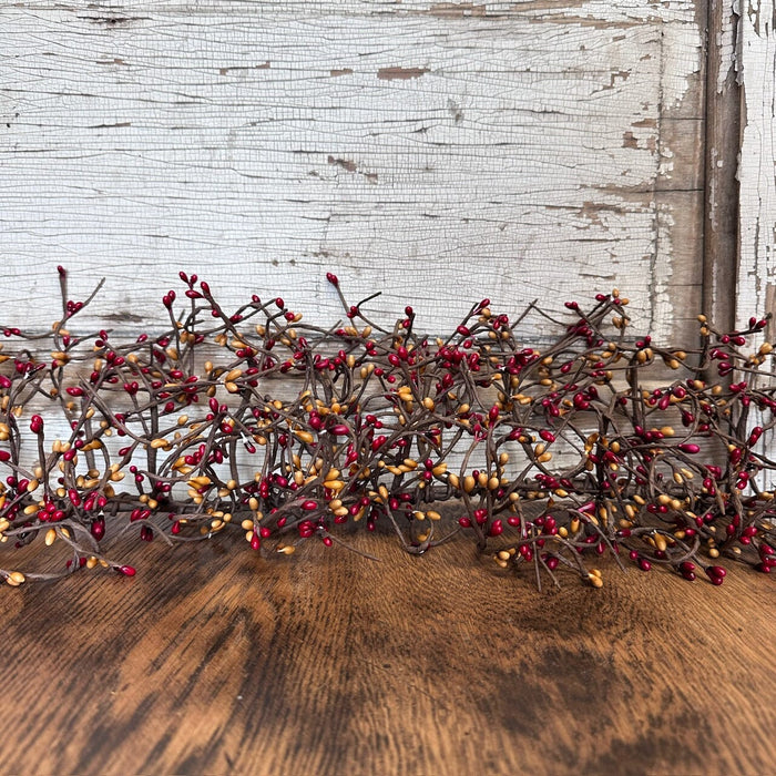Burgundy and Gold Pip Berry Garland 4' - Primitive Star Quilt Shop