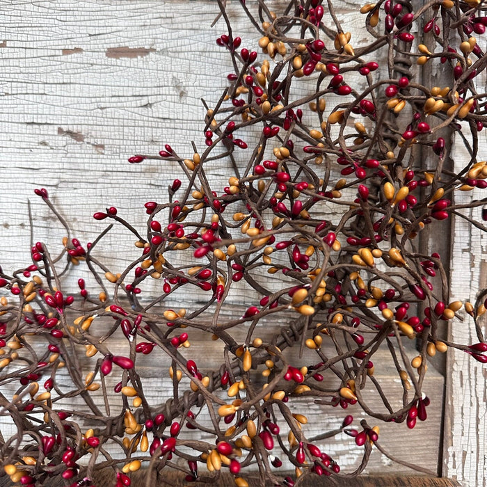 Burgundy and Gold Pip Berry Garland 4' - Primitive Star Quilt Shop