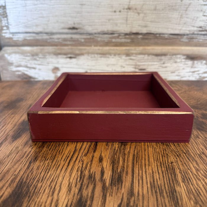 Burgundy Flat Wood Box - Primitive Star Quilt Shop