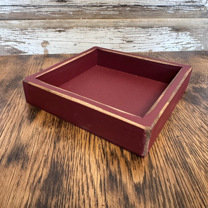Burgundy Flat Wood Box - Primitive Star Quilt Shop