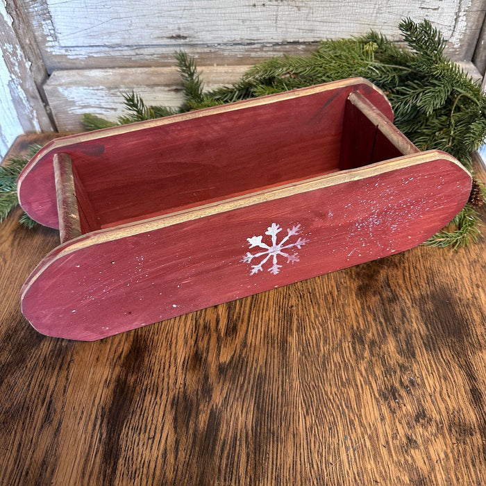 Burgundy "Merry Christmas" Sled Box - Primitive Star Quilt Shop