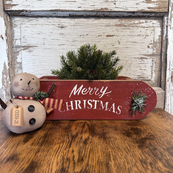 Burgundy "Merry Christmas" Sled Box - Primitive Star Quilt Shop