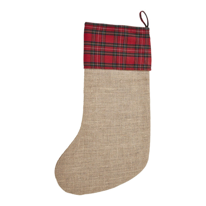 Burlap Natural Santa's Workshop Stocking 12x20" - Primitive Star Quilt Shop