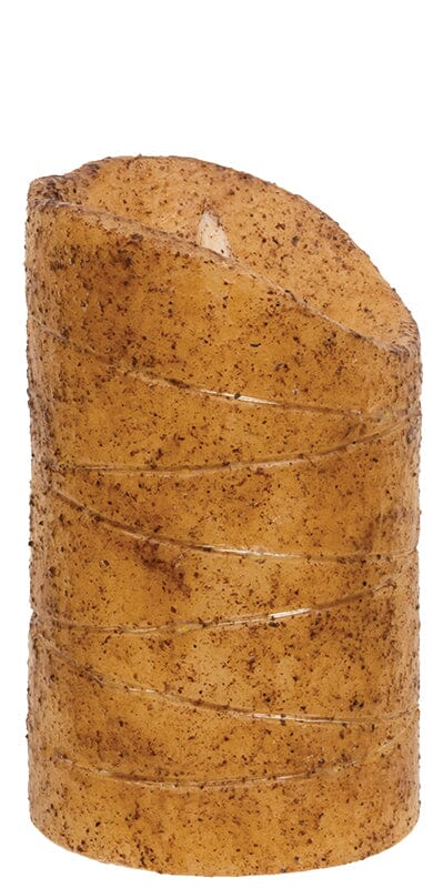 Burnt Ivory LED Wrapped Flicker Flame Timer Pillar Candle - 5" - Primitive Star Quilt Shop