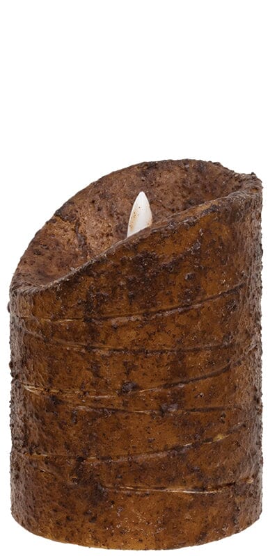 Burnt Mustard LED Wrapped Flicker Flame Timer Pillar Candle - 4" - Primitive Star Quilt Shop