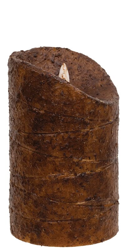 Burnt Mustard LED Wrapped Flicker Flame Timer Pillar Candle - 5" - Primitive Star Quilt Shop