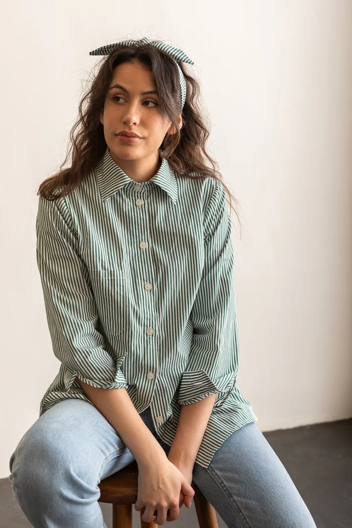 Butano Button Up Sewing Pattern – relaxed button-up shirt with optional neckerchief, XS-7X