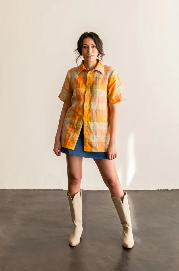 Butano Button Up Sewing Pattern – relaxed button-up shirt with optional neckerchief, XS-7X