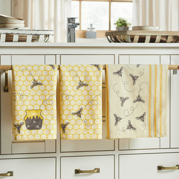 Buzzy Bees Honeypot Tea Towels 16x28" - Set of 3 - Primitive Star Quilt Shop