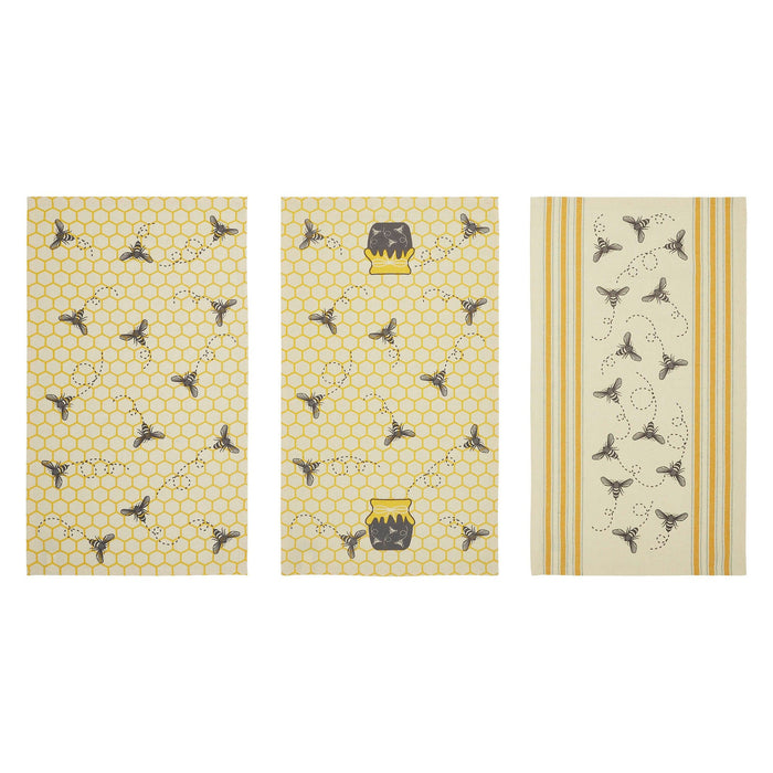 Buzzy Bees Honeypot Tea Towels 16x28" - Set of 3 - Primitive Star Quilt Shop