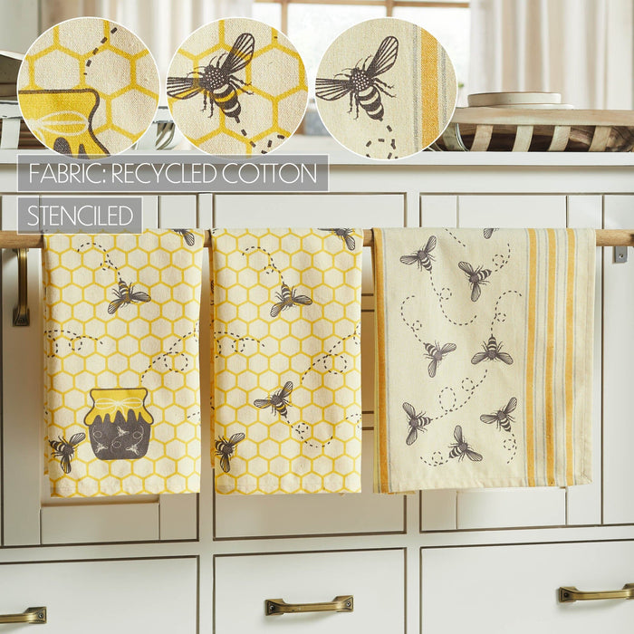 Buzzy Bees Honeypot Tea Towels 16x28" - Set of 3 - Primitive Star Quilt Shop