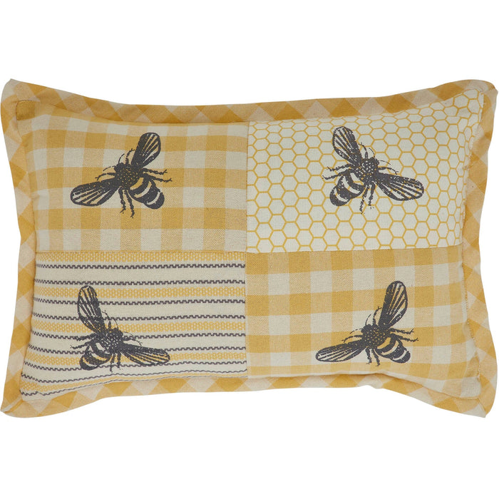 Buzzy Bees Patchwork Bee Pillow 9.5x14" - Primitive Star Quilt Shop