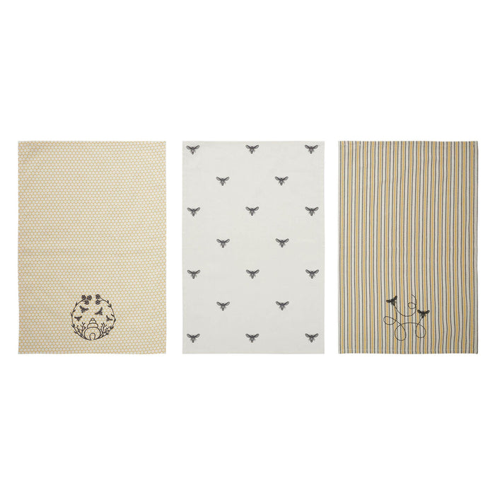Buzzy Bees Tea Towels - Set of 3 - Primitive Star Quilt Shop