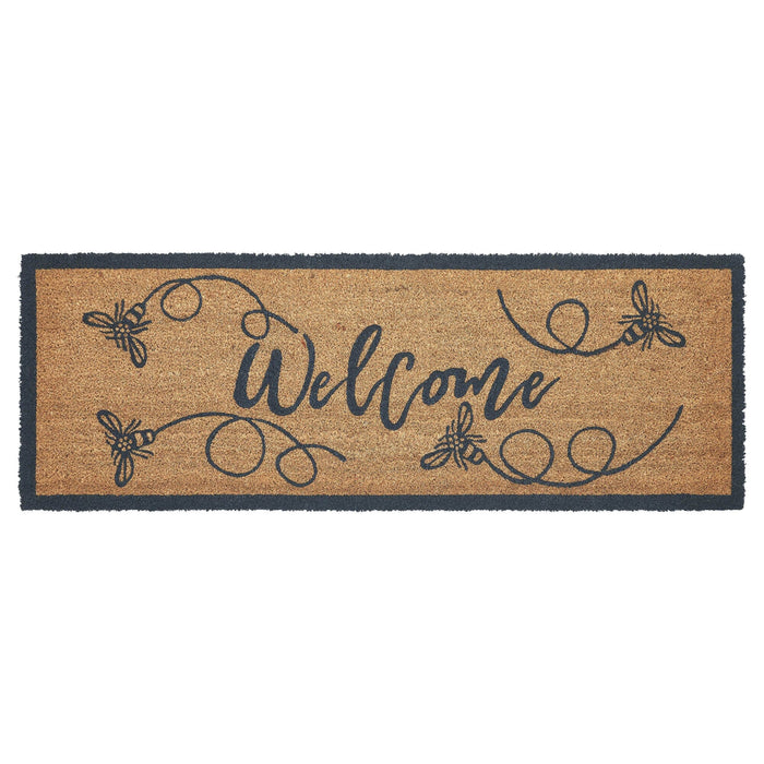 Buzzy Bees "Welcome" Coir Rectangle Rug 17x48" - Primitive Star Quilt Shop