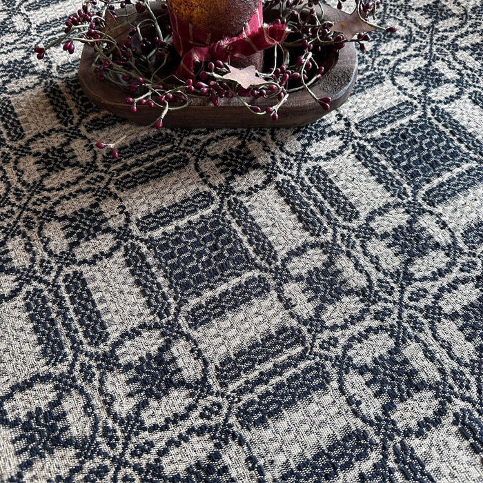 Cambridge Black and Tan Woven Table Cloth 52" - Primitive Star Quilt Shop