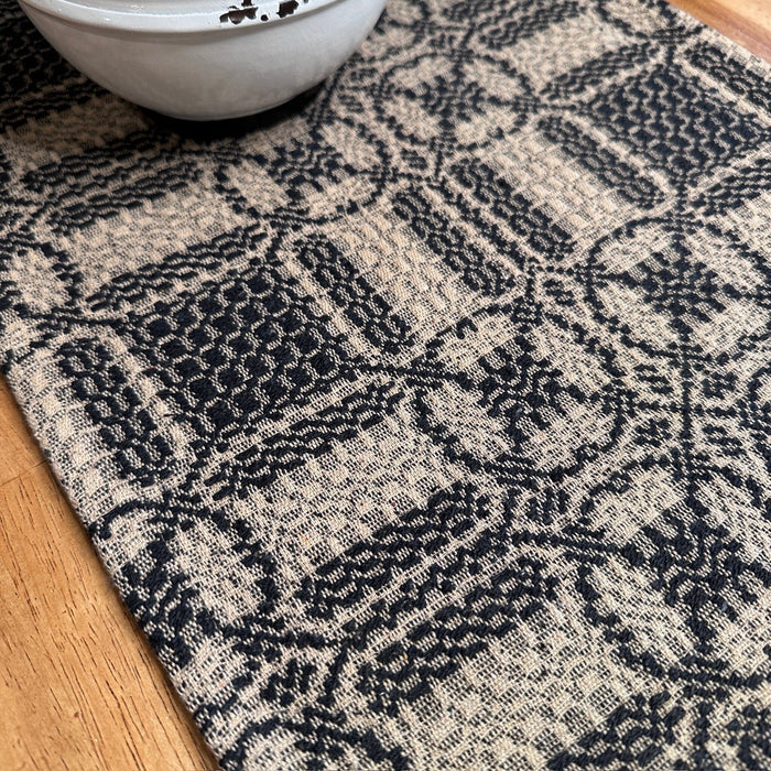 Cambridge Black and Tan Woven Table Runner 32" - Primitive Star Quilt Shop