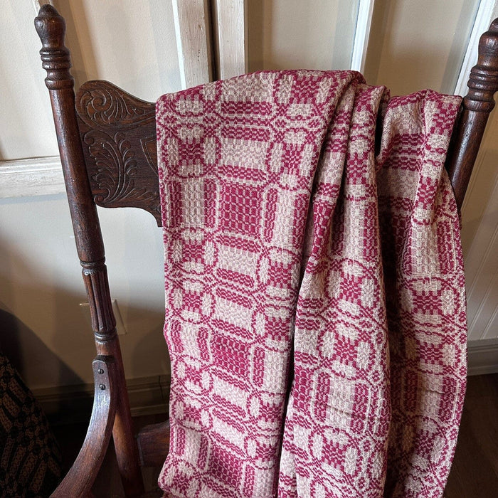 Cambridge Cranberry and Tan Woven Throw - Primitive Star Quilt Shop