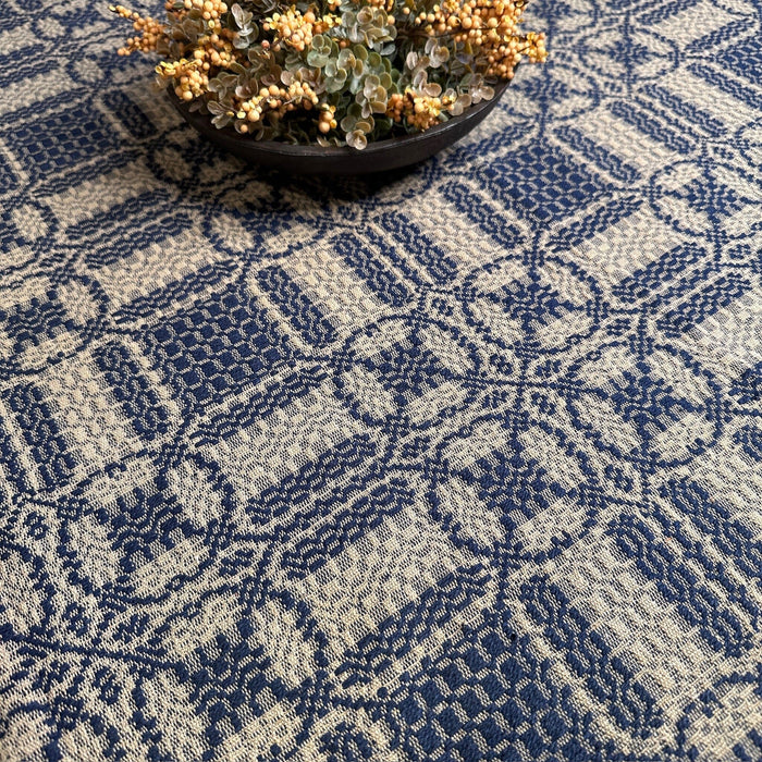 Cambridge Navy and Tan Woven Small Table Cloth 34" - Primitive Star Quilt Shop