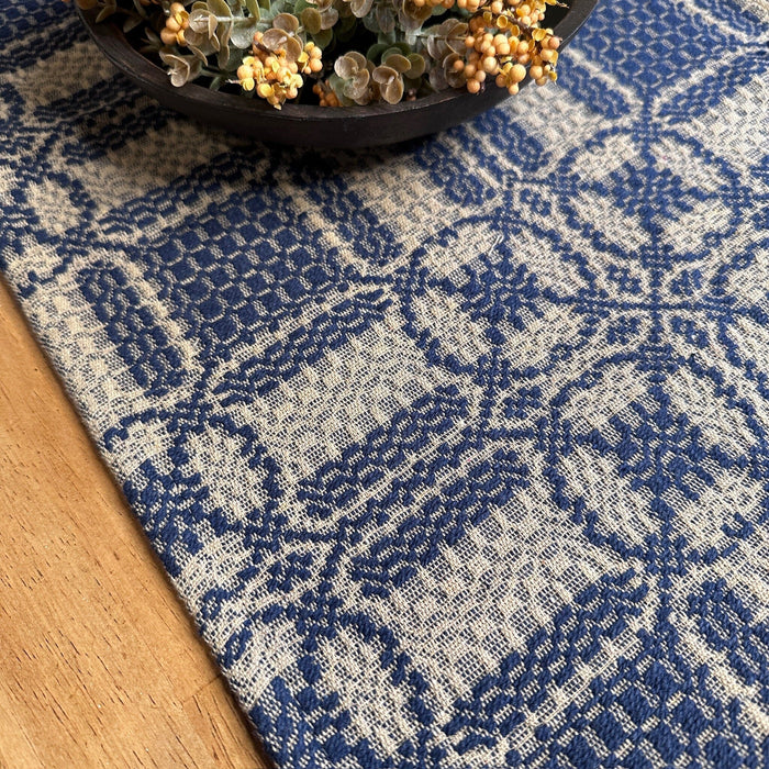 Cambridge Navy and Tan Woven Table Runner 32" - Primitive Star Quilt Shop